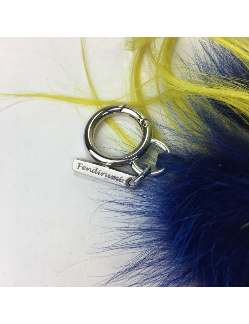 Bijou de sac FENDI Fendirumi Bug-Kun en vison bleu et jaune