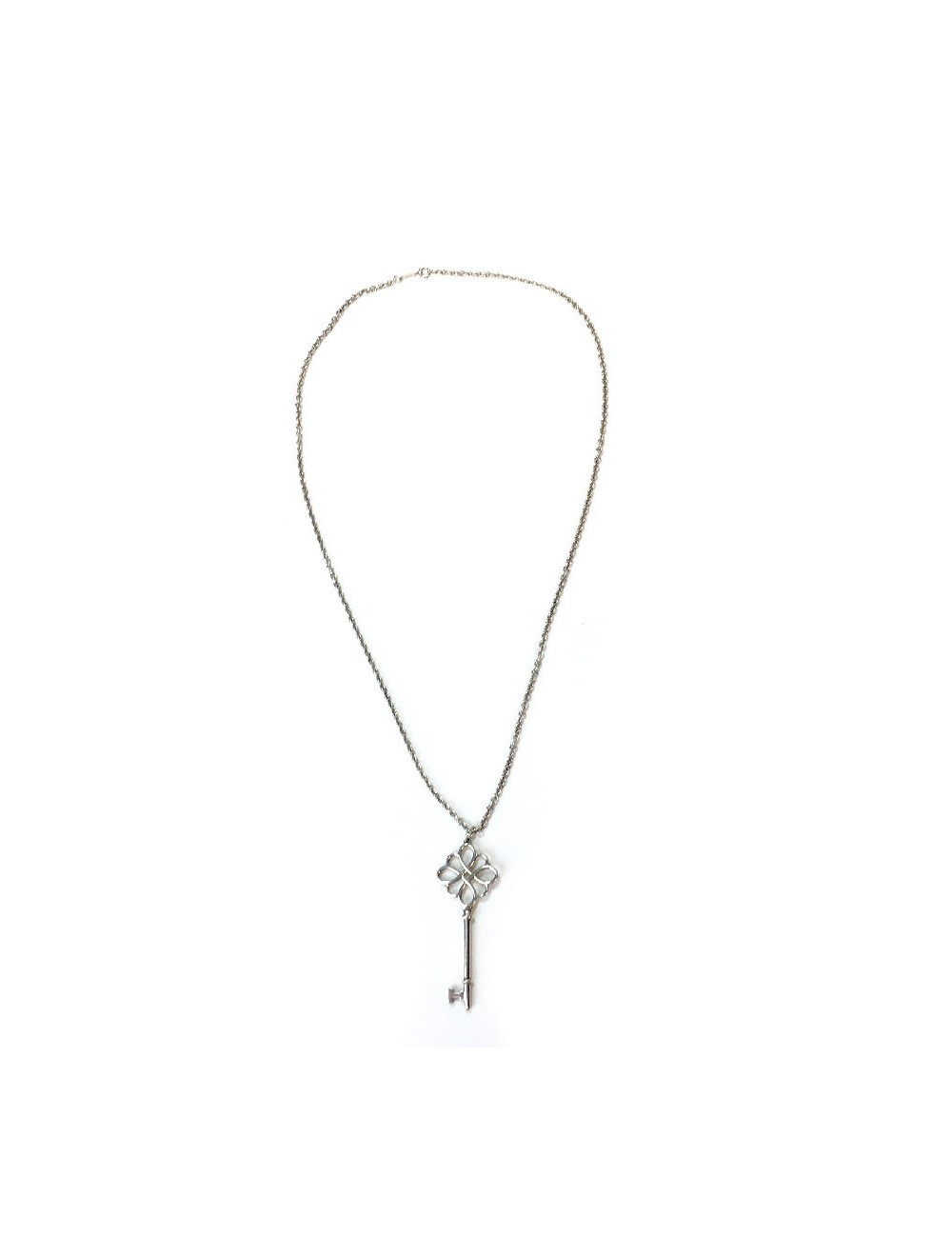 Collier TIFFANY & Co chaîne argent et Clef ajourée