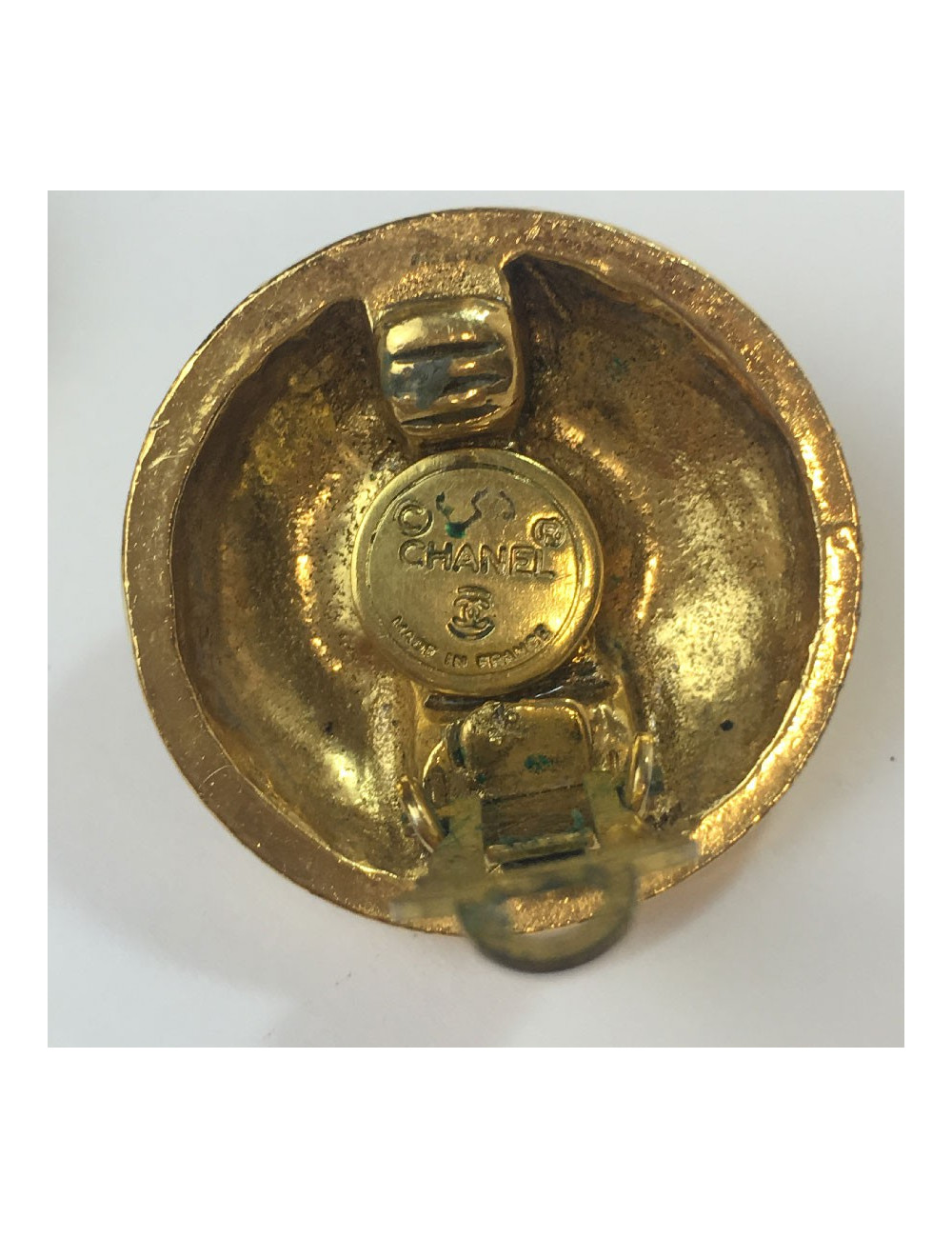 Boucles d'oreille clips CHANEL Vintage dorées et strass