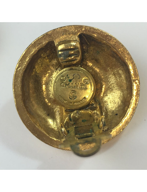 Boucles d'oreille clips CHANEL Vintage dorées et strass