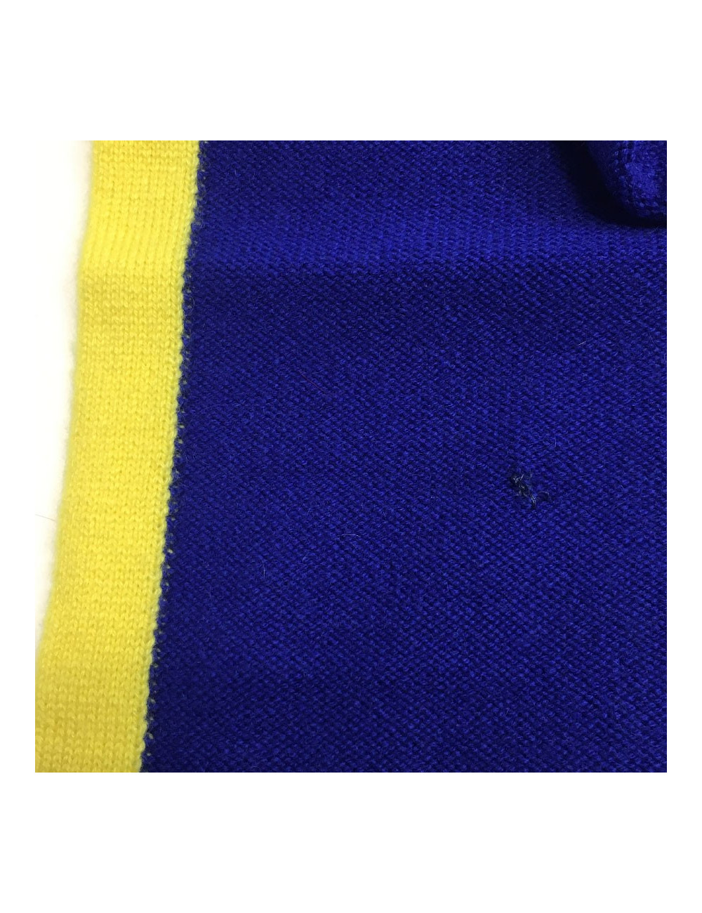 CHANEL blue cashmere with yellow trim shawl