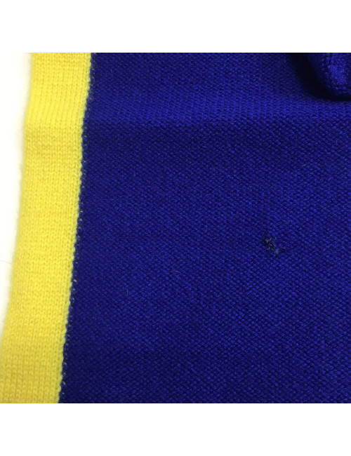 CHANEL blue cashmere with yellow trim shawl