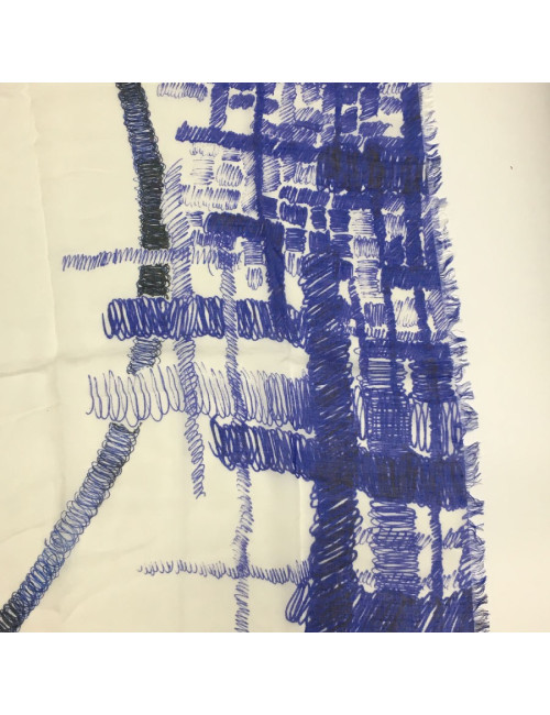 CHANEL shawl in blue and ecru modal and silk