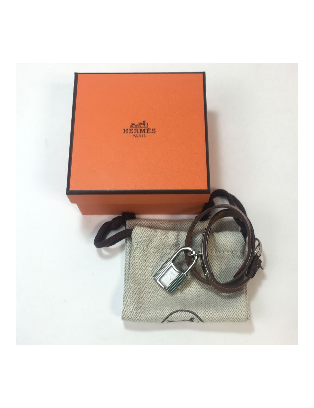 HERMES  kelly wtach with bracelet in calfskin barenia leather