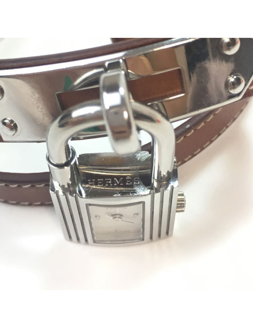 Montre Kelly HERMES bracelet double tour en veau barénia