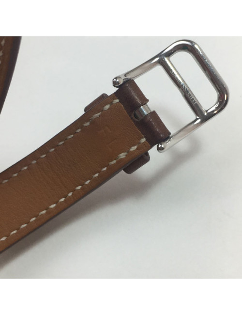 HERMES  kelly wtach with bracelet in calfskin barenia leather