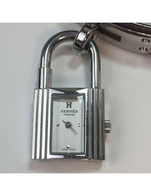 HERMES  kelly wtach with bracelet in calfskin barenia leather