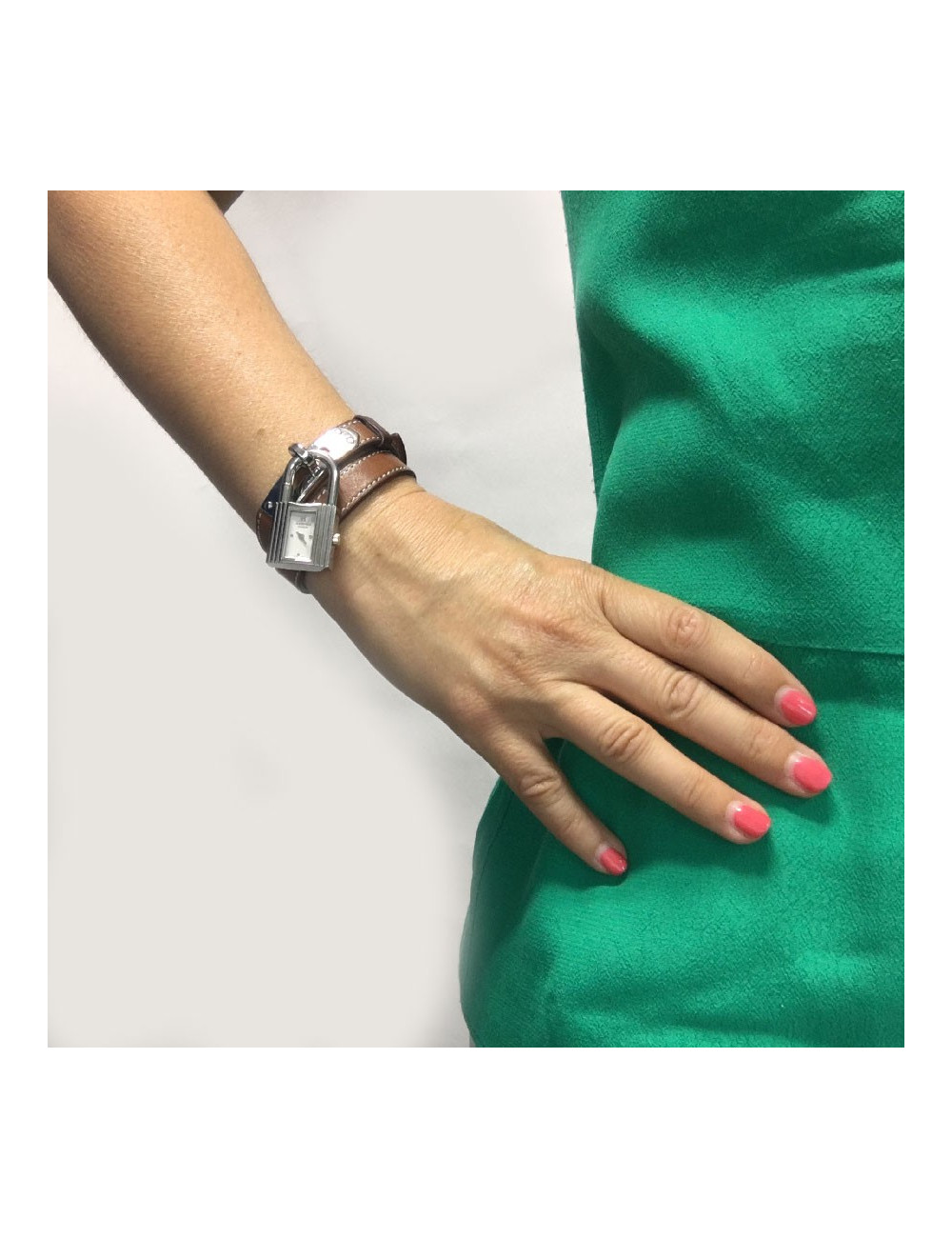 Montre Kelly HERMES bracelet double tour en veau barénia