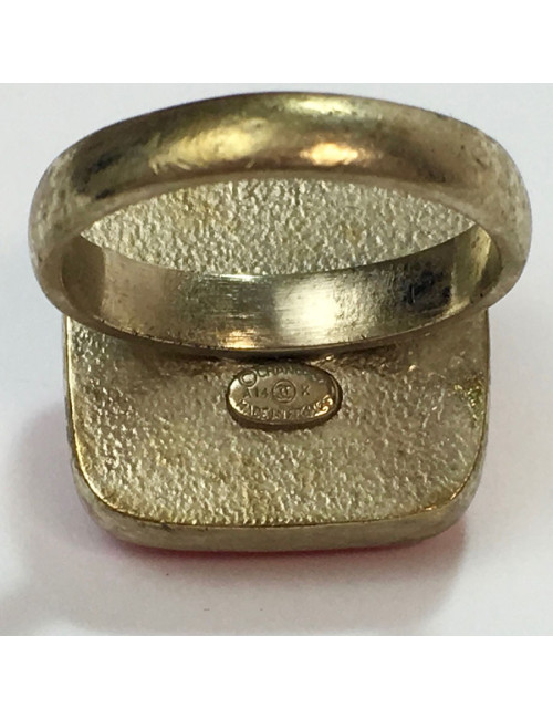 CHANEL ring size 51 in matte gilt metal and coral resin