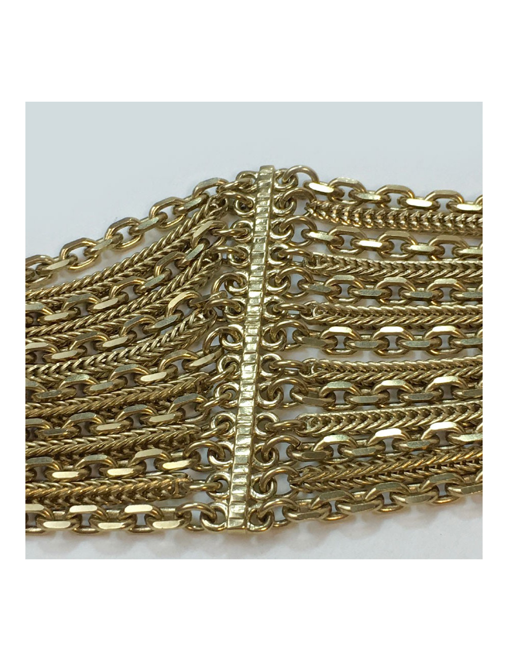 CHANEL vintage multi-chains belt in pale gold metal