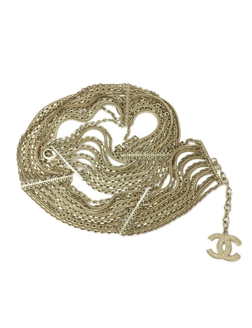 CHANEL vintage multi-chains belt in pale gold metal