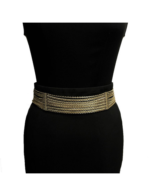 CHANEL vintage multi-chains belt in pale gold metal