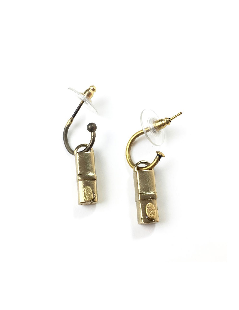 Boucles d'oreilles clous CHANEL tube de rouge à lèvre doré