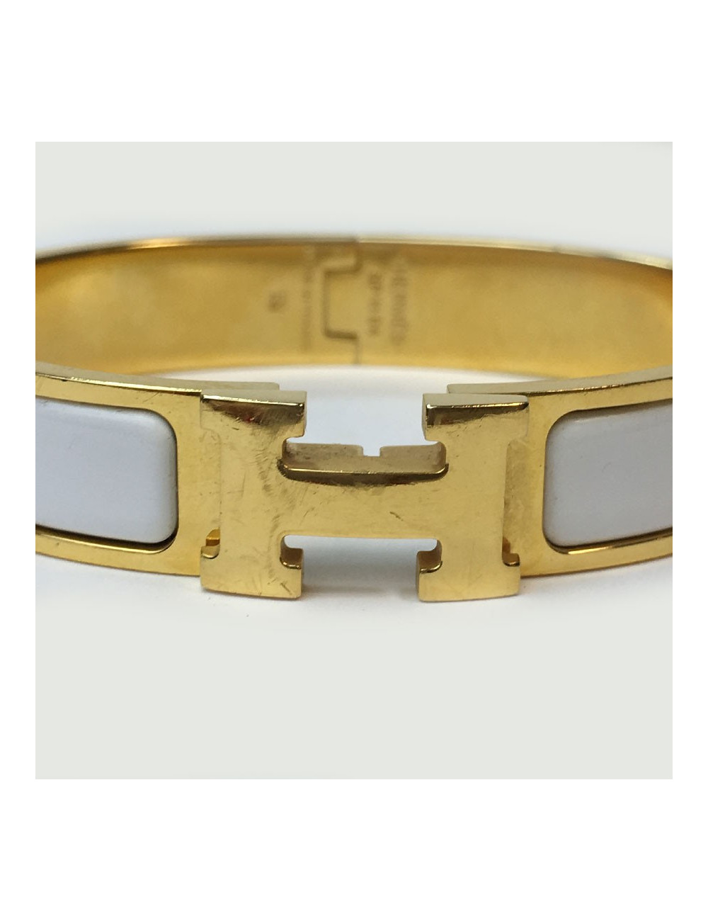 Bracelet Clic H HERMES blanc et or