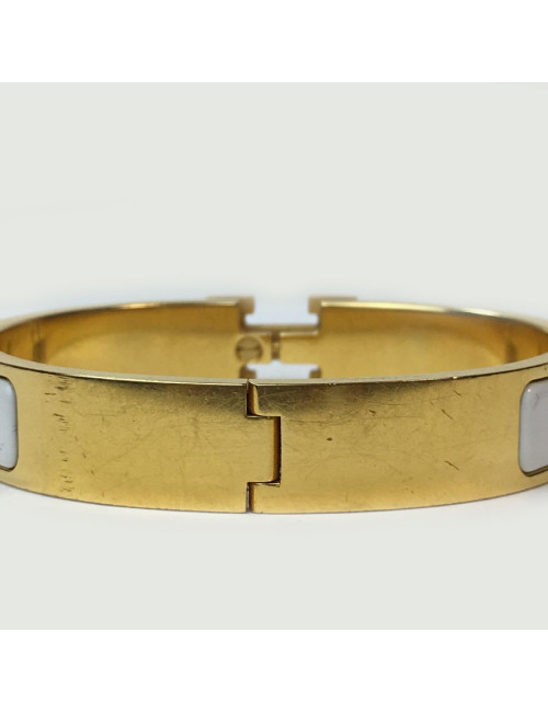 Bracelet Clic H HERMES blanc et or