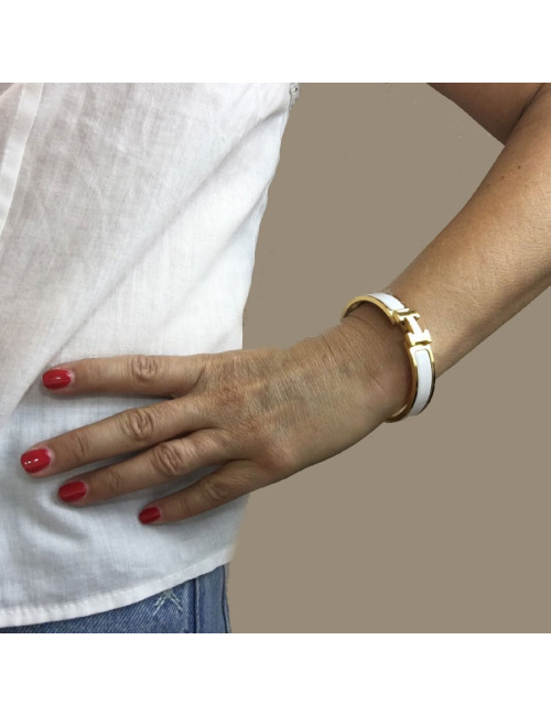 Bracelet clic clac HERMES blanc