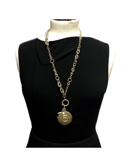 CHANEL Necklace pendant N ° 5 in golden and sequined resin