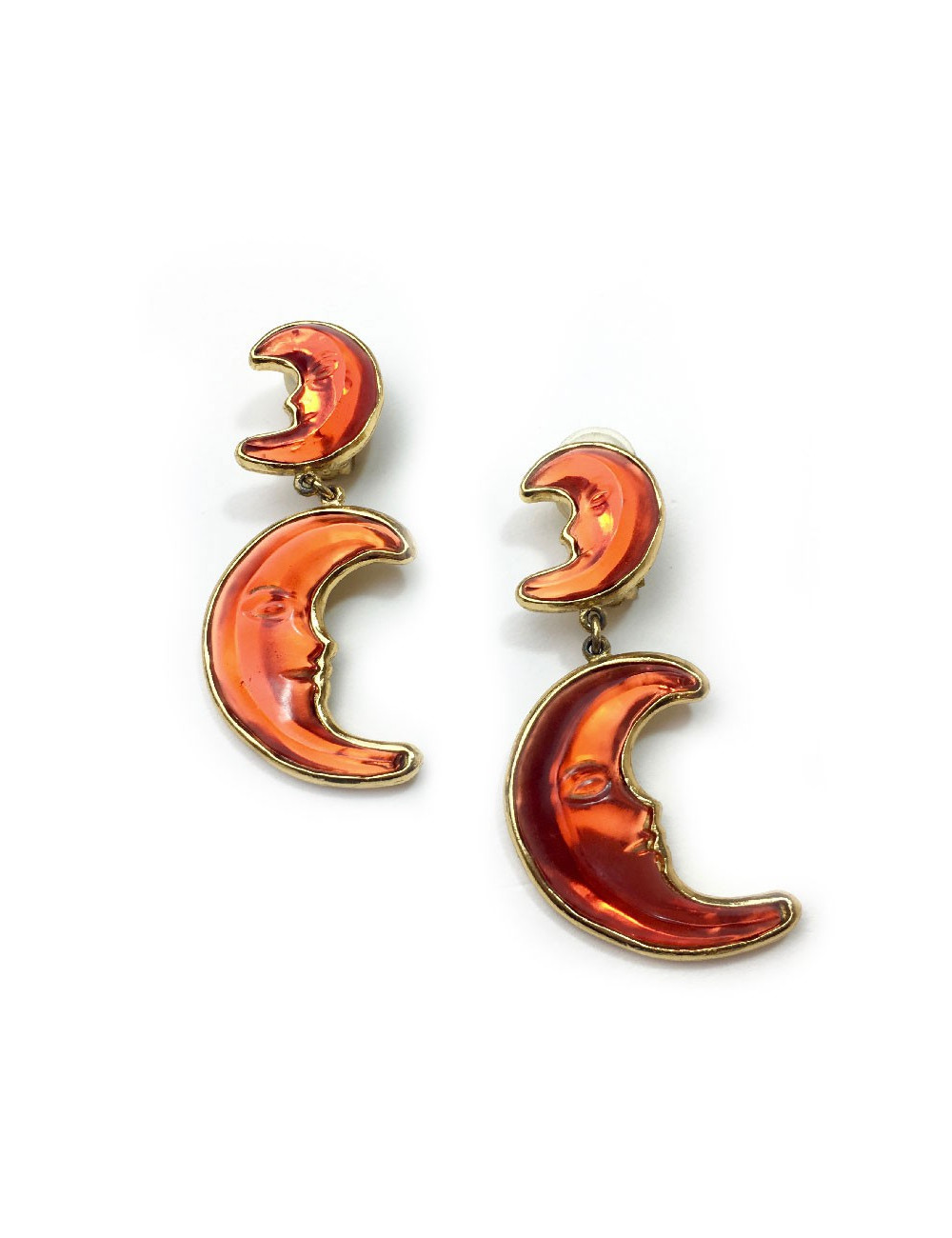 Boucles d'oreille clips pendants SONIA RYKIEL lune
