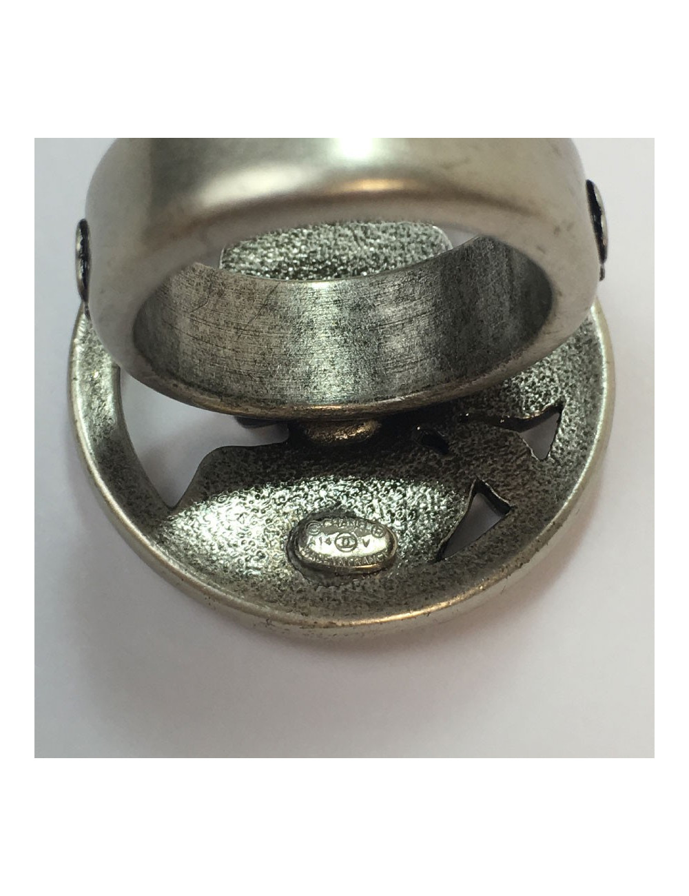 Bague Coco CHANEL T52 métal argenté 