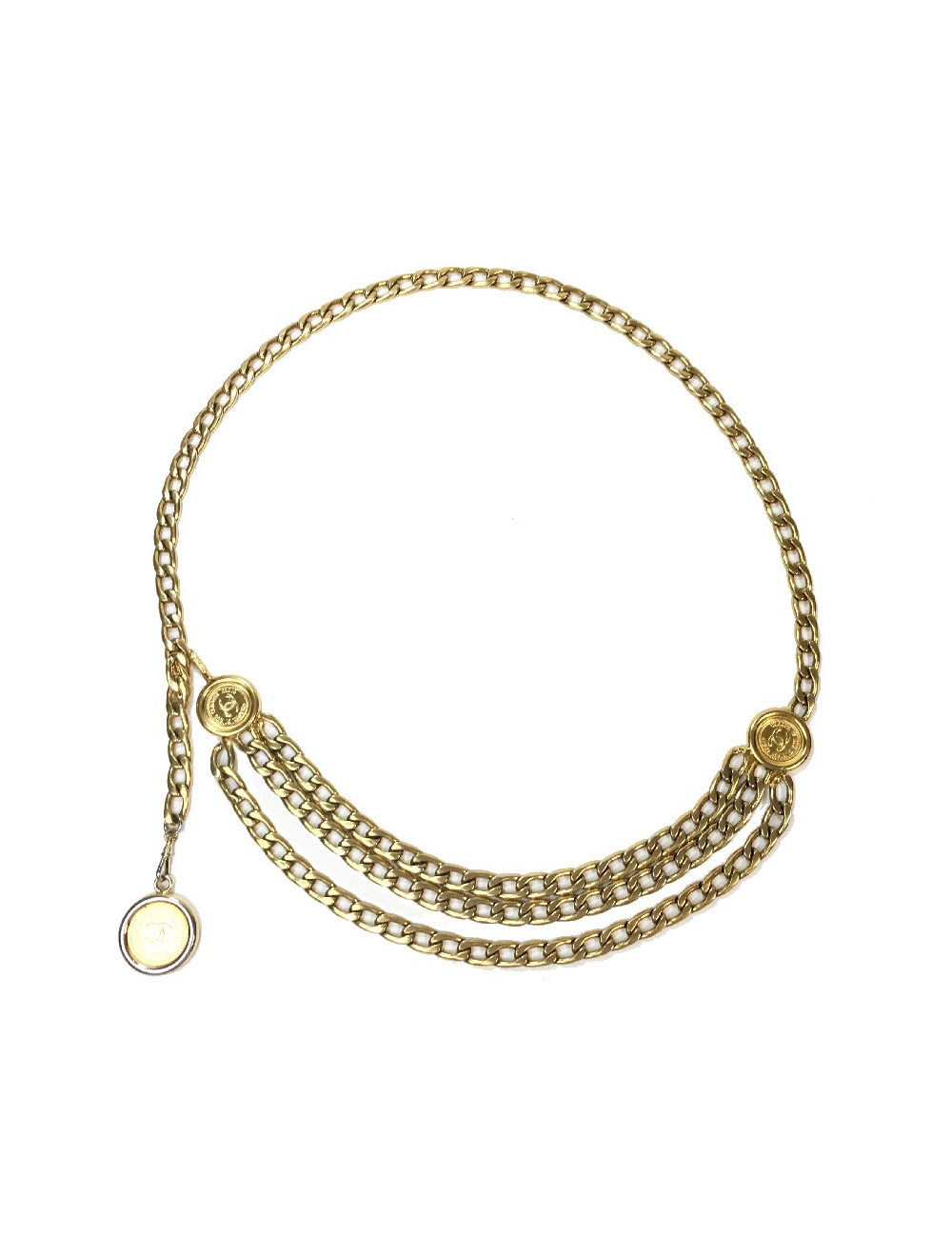 CHANEL vintage chain belt in gilt metal