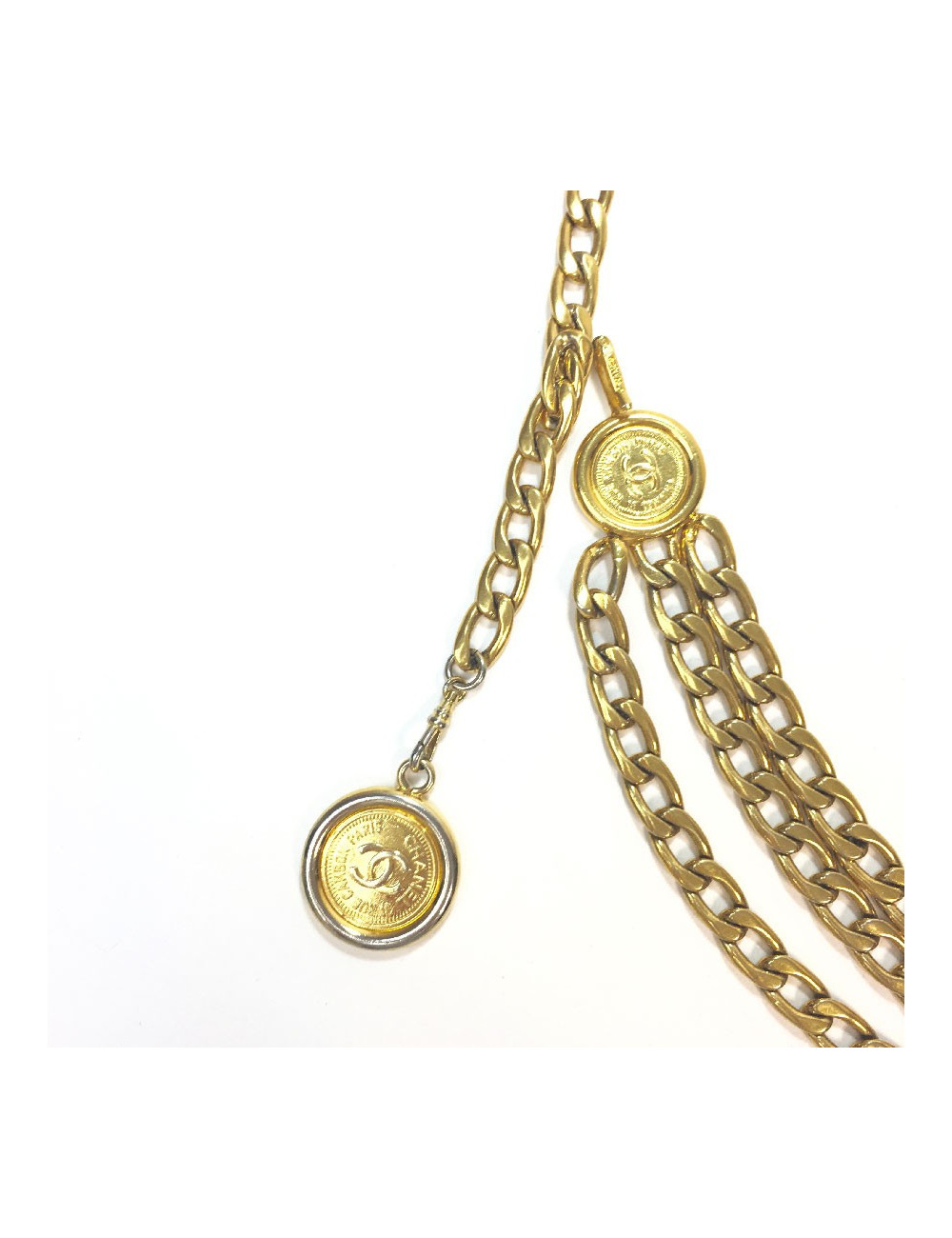 CHANEL vintage chain belt in gilt metal