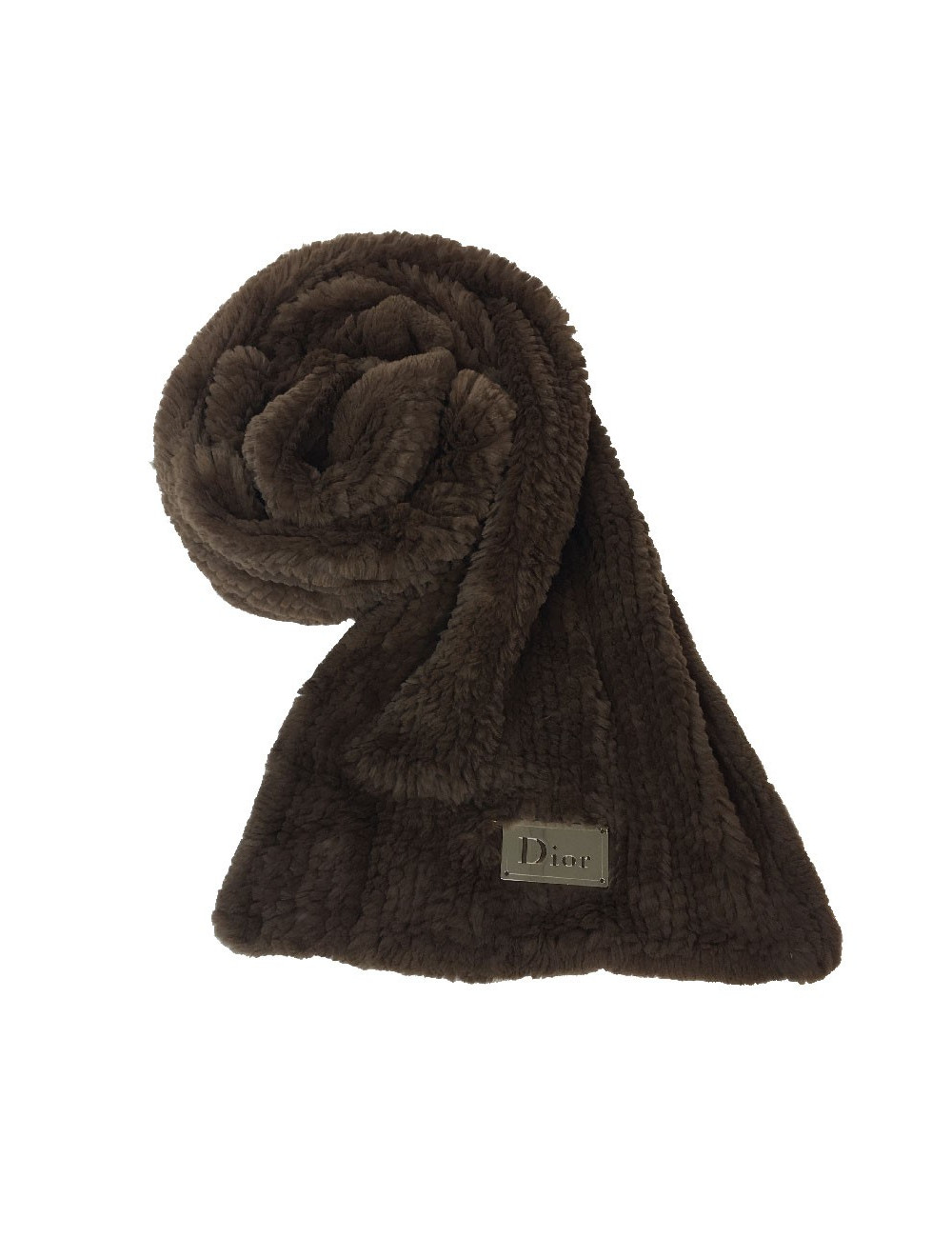 E.S Châle DIOR en vison tricoté marron