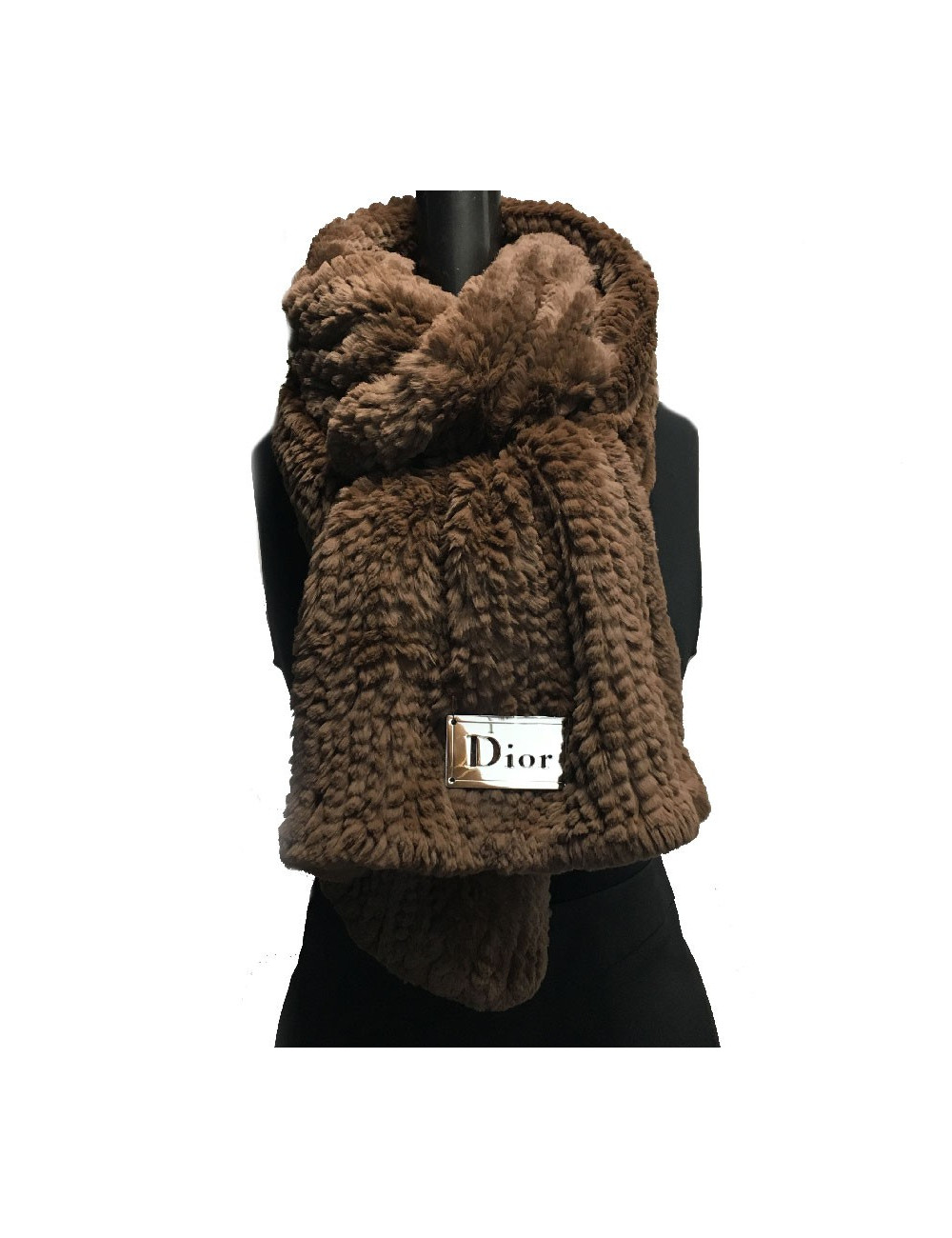 E.S Châle DIOR en vison tricoté marron