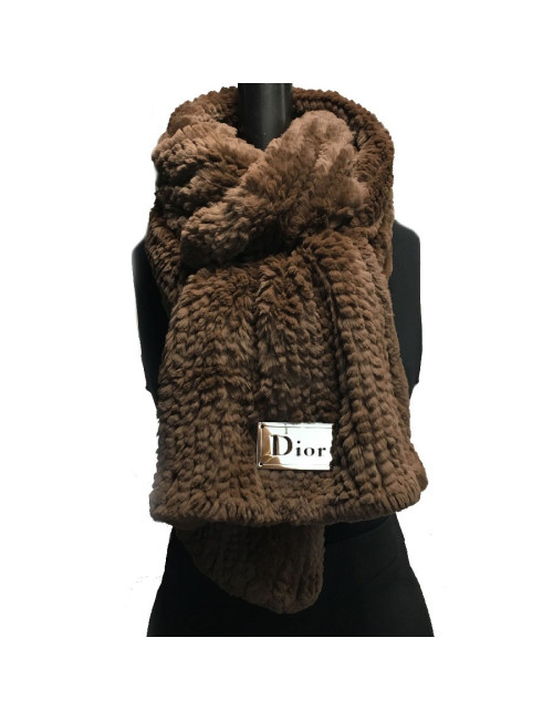 E.S Châle DIOR en vison tricoté marron