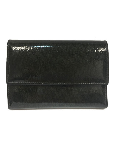 Portefeuille et étui CHRISTIAN DIOR Vintage en toile monogram verni vert foncé