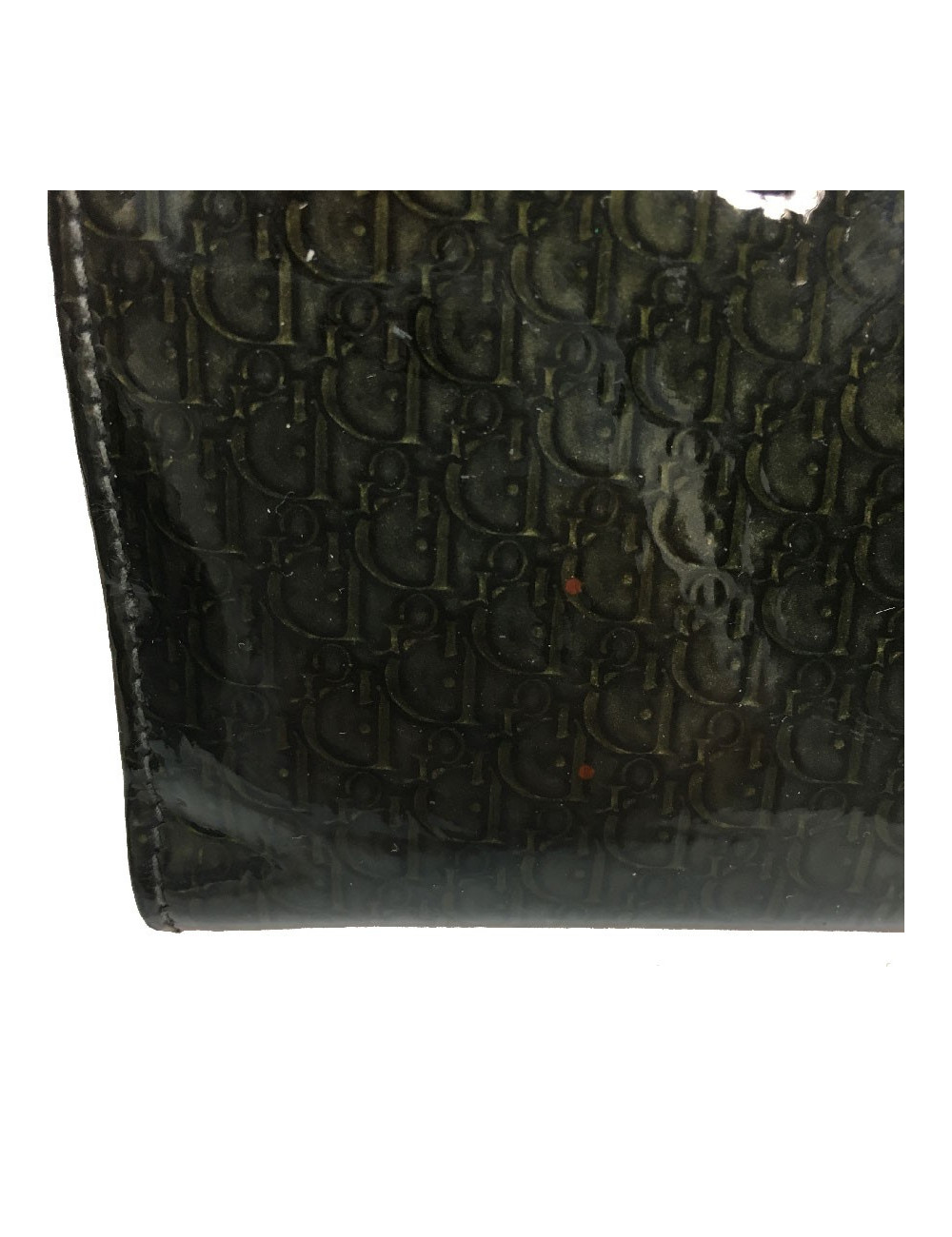 Portefeuille et étui CHRISTIAN DIOR Vintage en toile monogram verni vert foncé