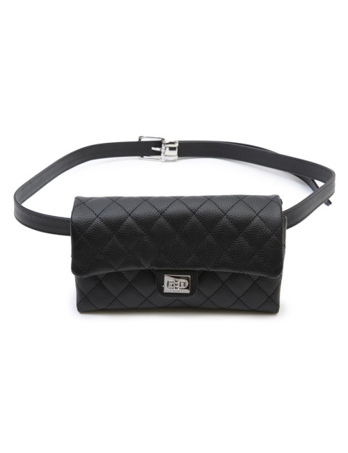 Ceinture banane CHANEL cuir caviar noir