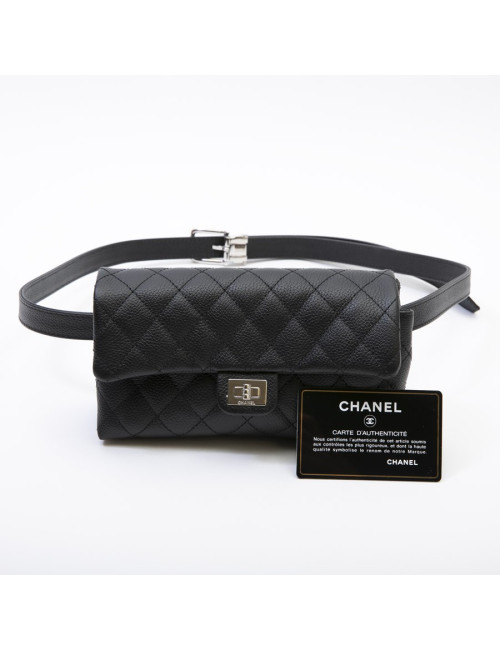 Ceinture banane CHANEL cuir caviar noir