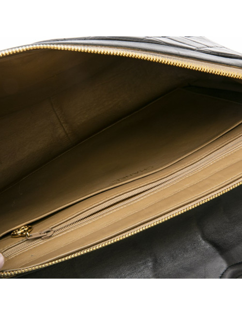 Sac Jumbo CHANEL cuir d'agneau matelassé noir Vintage