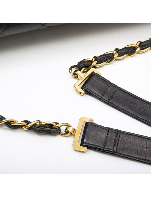 Sac Jumbo CHANEL cuir d'agneau matelassé noir Vintage