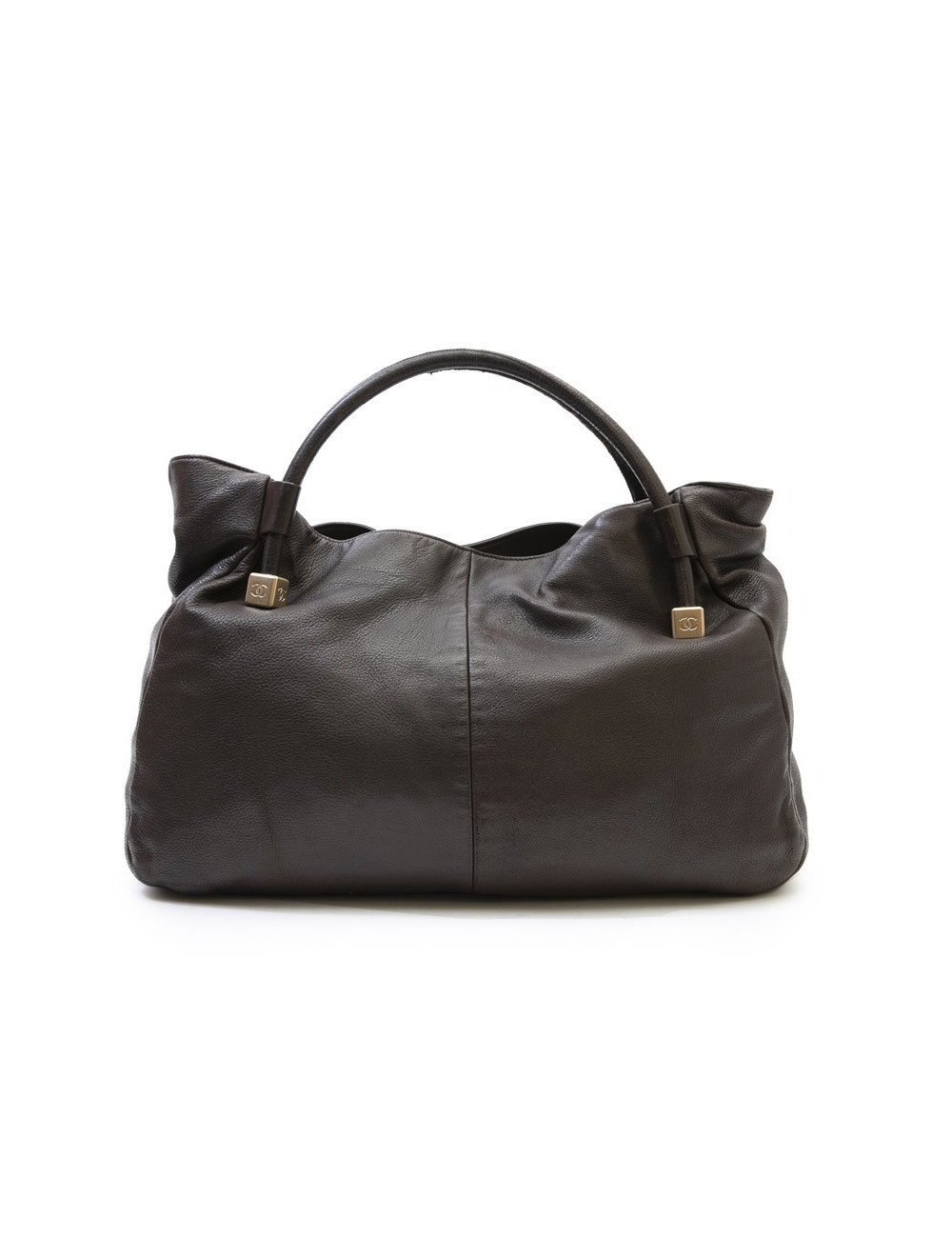 Sac besace CHANEL en cuir marron foncé