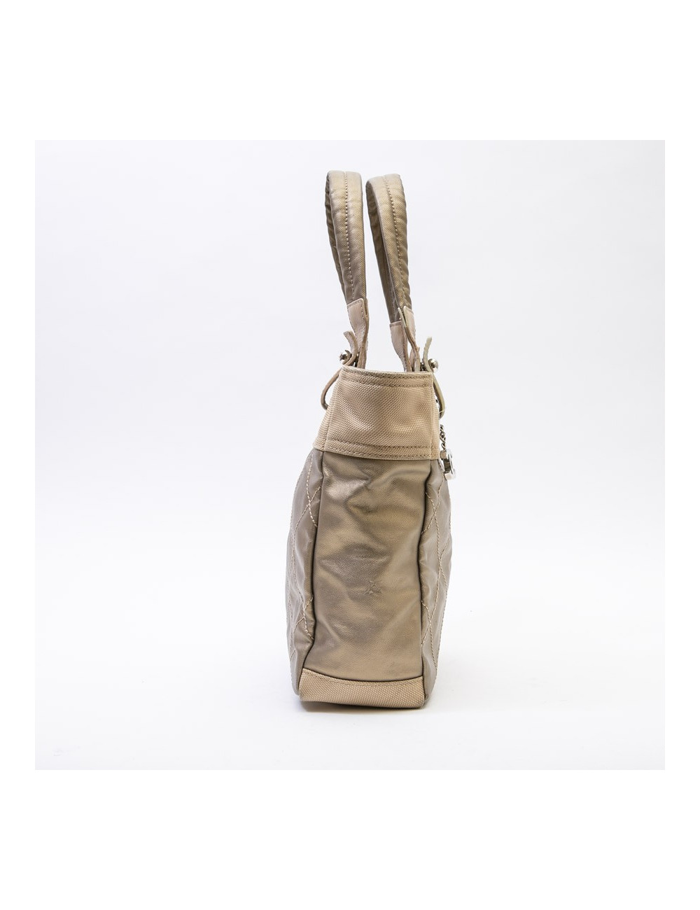 Sac "Biarritz" CHANEL toile matelassée beige doré