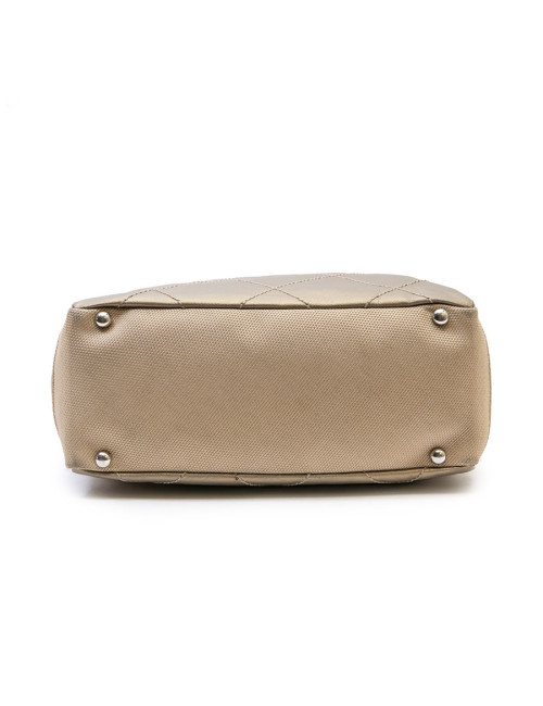 Sac "Biarritz" CHANEL toile matelassée beige doré