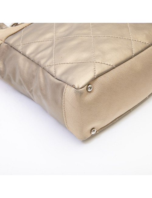 Sac "Biarritz" CHANEL toile matelassée beige doré