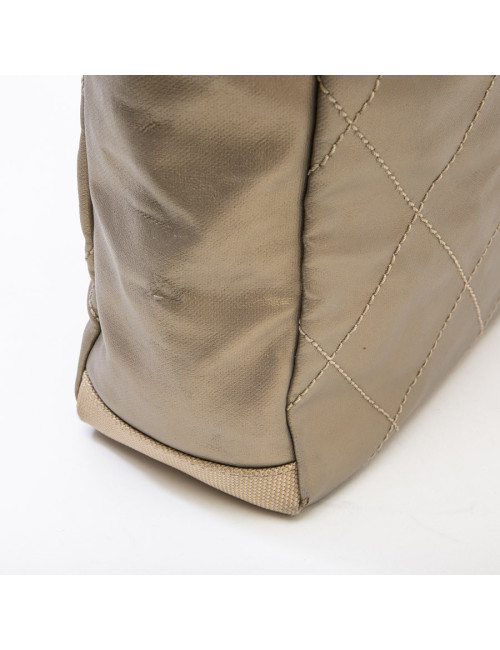 Sac "Biarritz" CHANEL toile matelassée beige doré