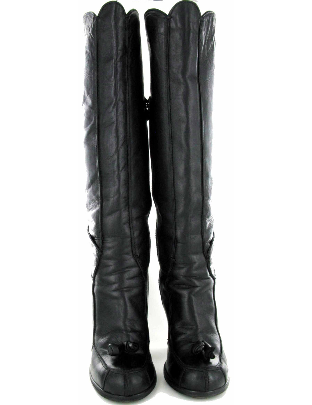 Bottes en cuir noir ROCHAS