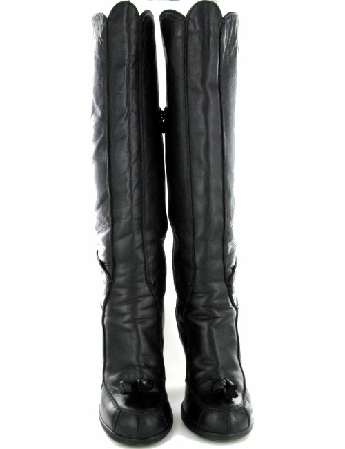 Bottes en cuir noir ROCHAS
