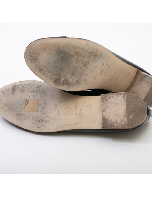 Ballerines T 39.5 CHANEL cuir verni noir