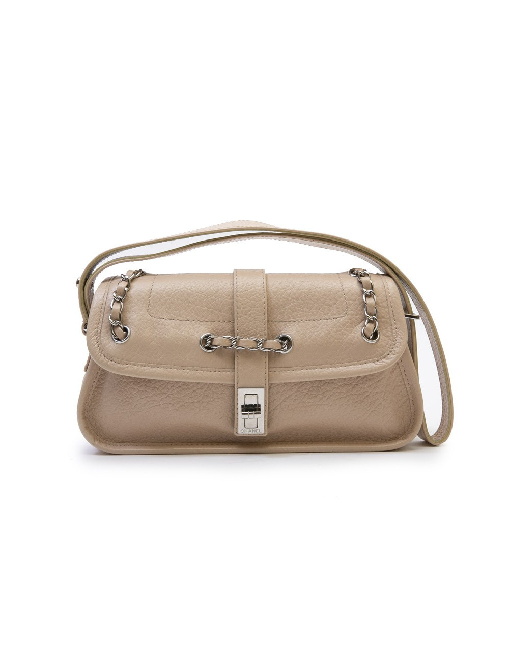 CHANEL bag in beige grained leather and 2.55 clasp
