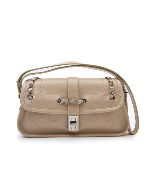 Sac CHANEL boucle 2.55 cuir grainé beige