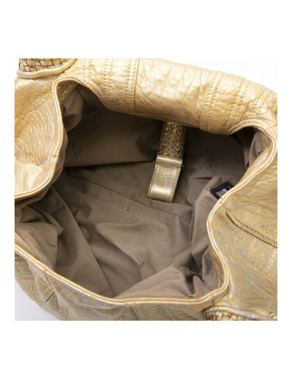 Sac FENDI modèle spy moyen cuir metallisé doré et argenté 