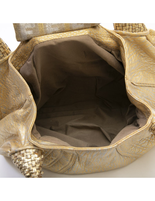 Sac FENDI modèle spy moyen cuir metallisé doré et argenté 