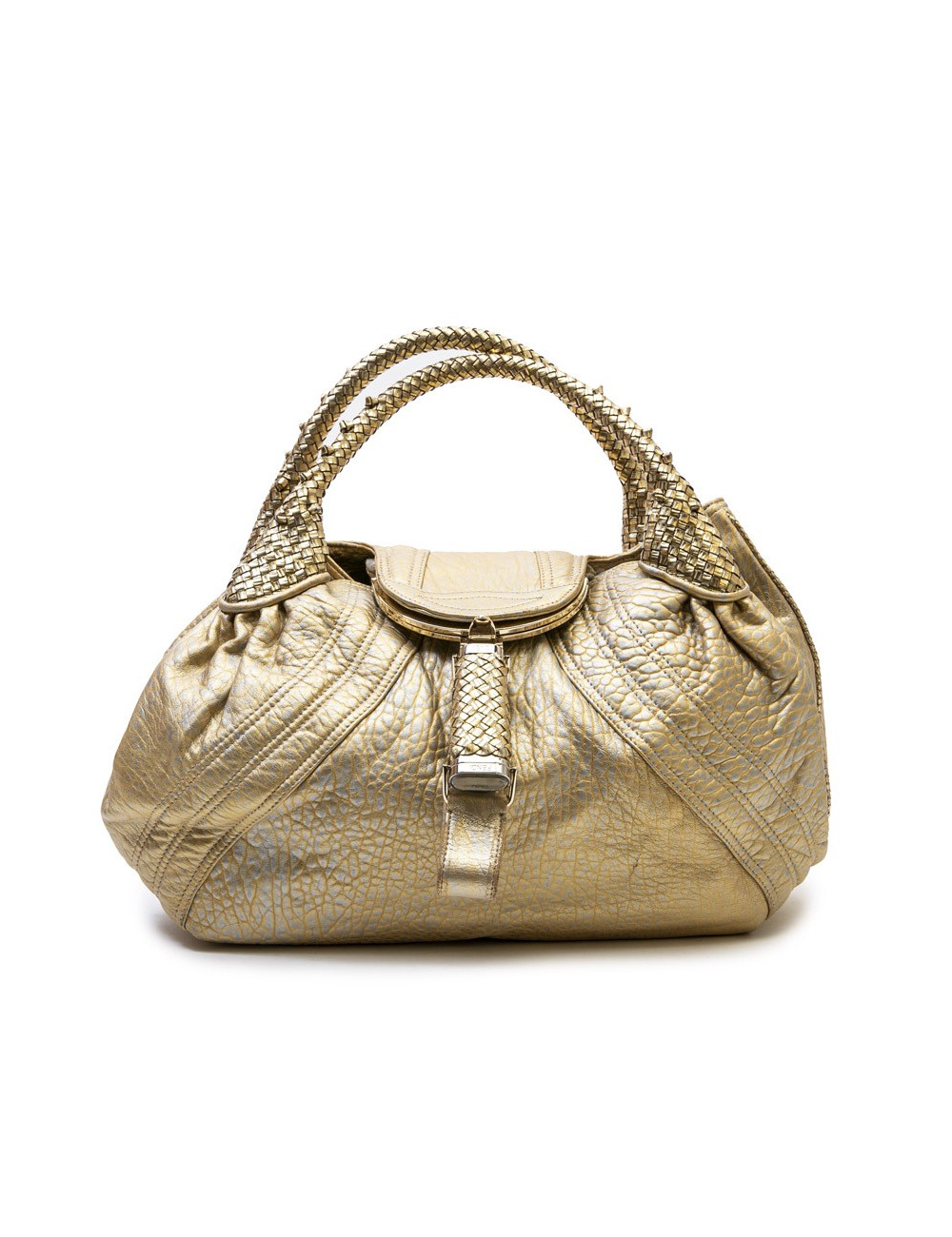 Sac FENDI modèle spy moyen cuir metallisé doré et argenté 