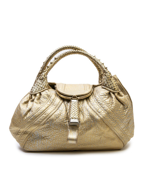Sac FENDI modèle spy moyen cuir metallisé doré et argenté 