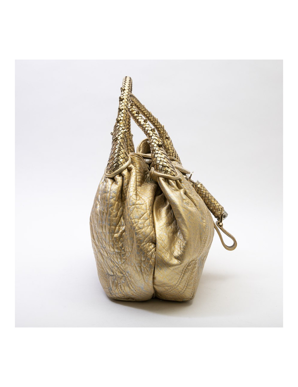 Sac FENDI modèle spy moyen cuir metallisé doré et argenté 