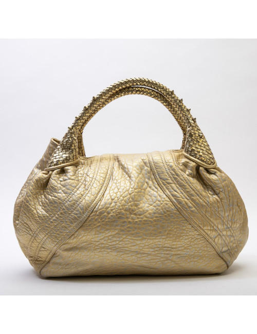 Sac FENDI modèle spy moyen cuir metallisé doré et argenté 